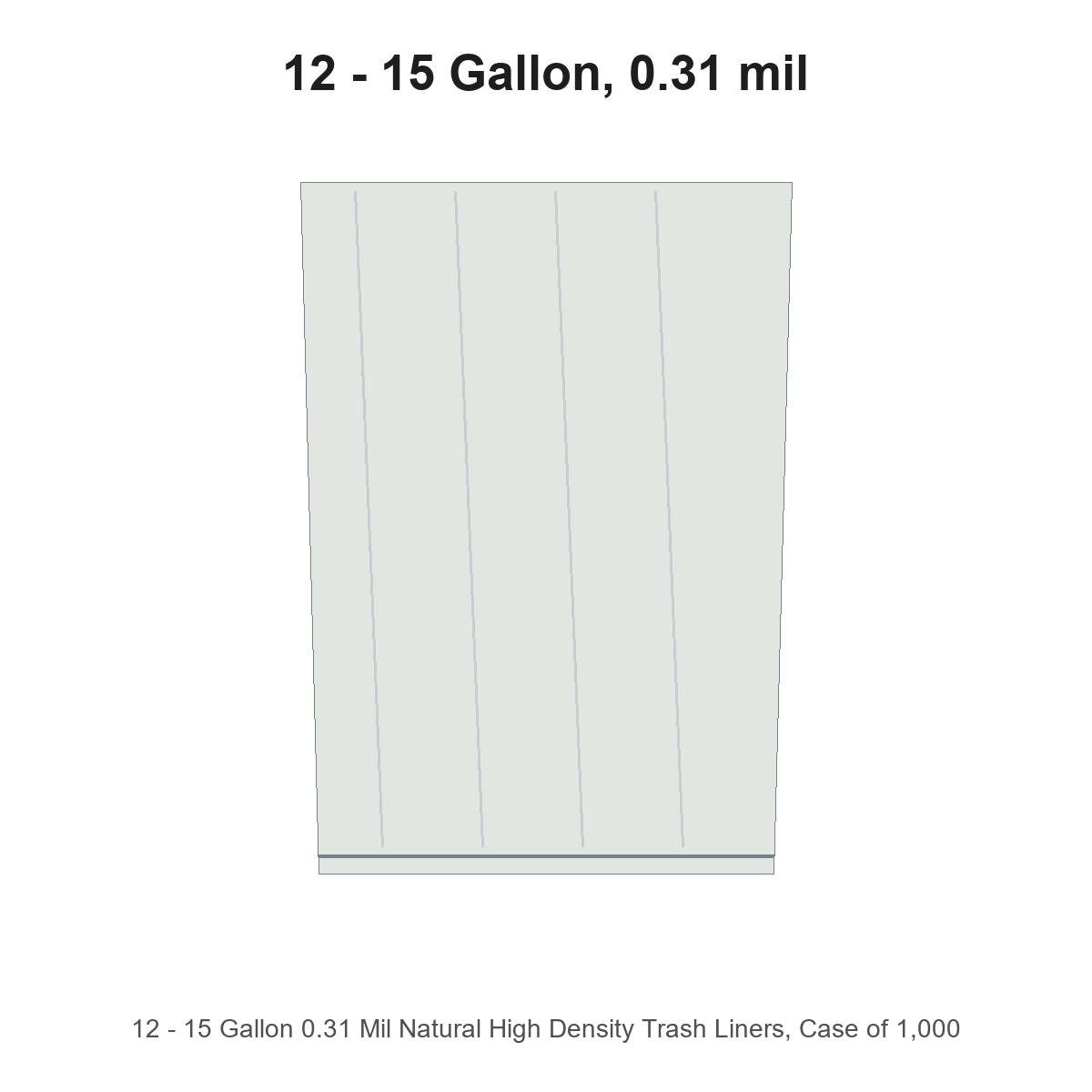12 - 15 Gallon 0.31 Mil Natural High Density Trash Liners, Case of 1,000