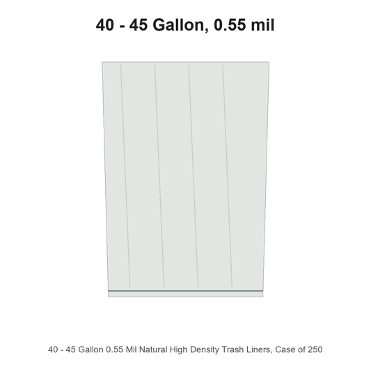 40 - 45 Gallon 0.55 Mil Natural High Density Trash Liners, Case of 250