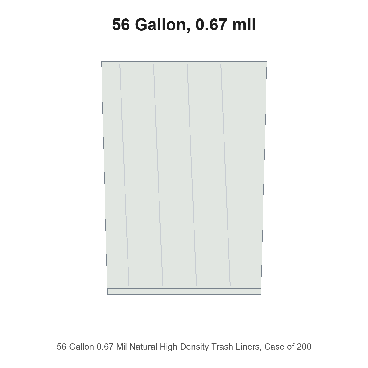 56 Gallon 0.67 Mil Natural High Density Trash Liners, Case of 200