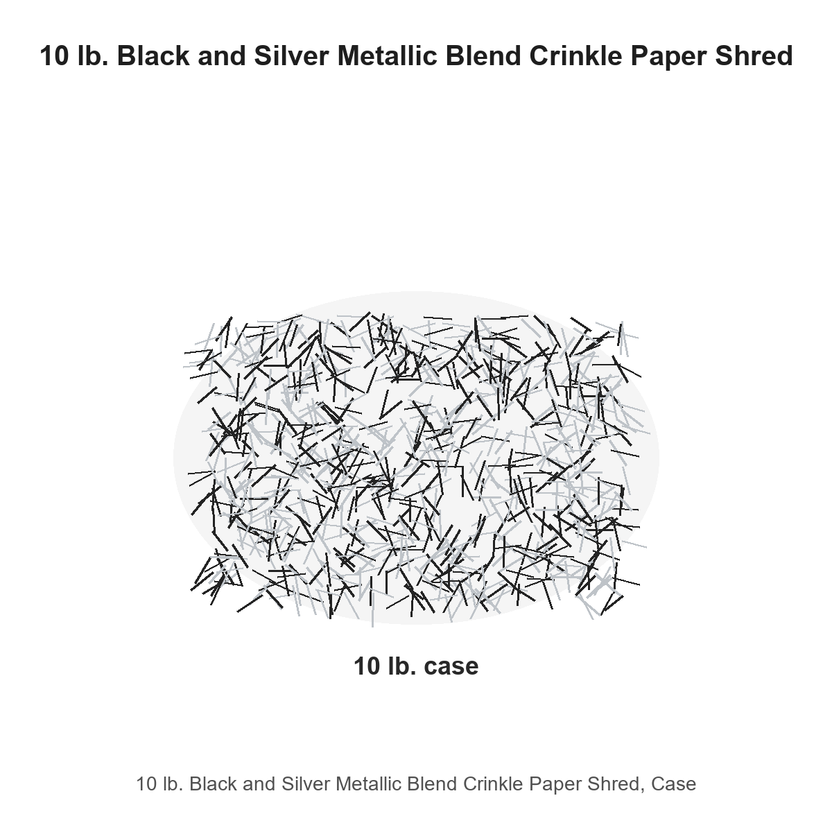 10 lb. Black and Silver Metallic Blend Crinkle Paper Shred, Case