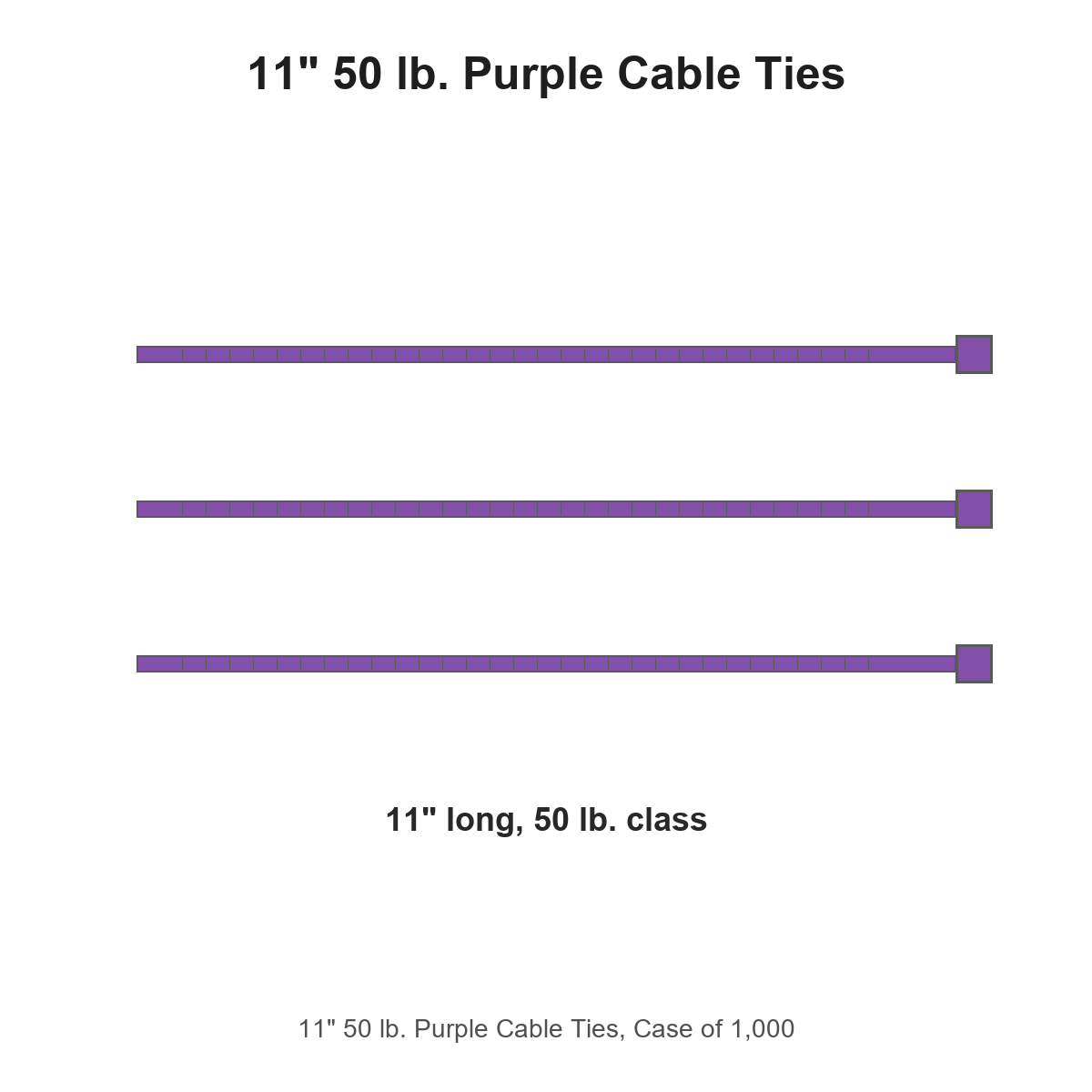 11" 50 lb. Purple Cable Ties, Case of 1,000