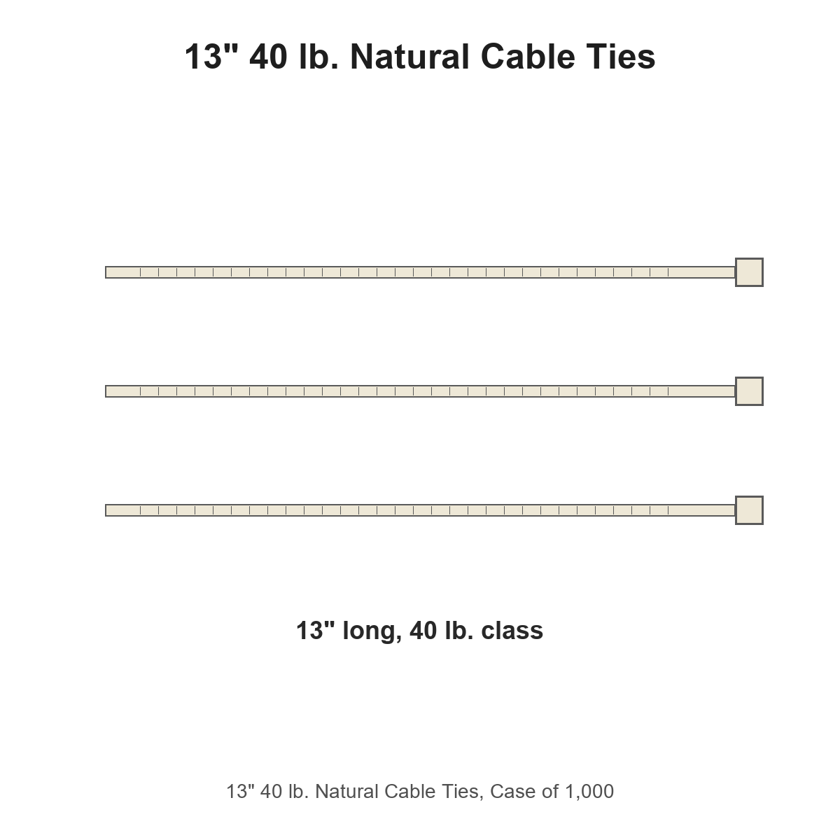 13" 40 lb. Natural Cable Ties, Case of 1,000