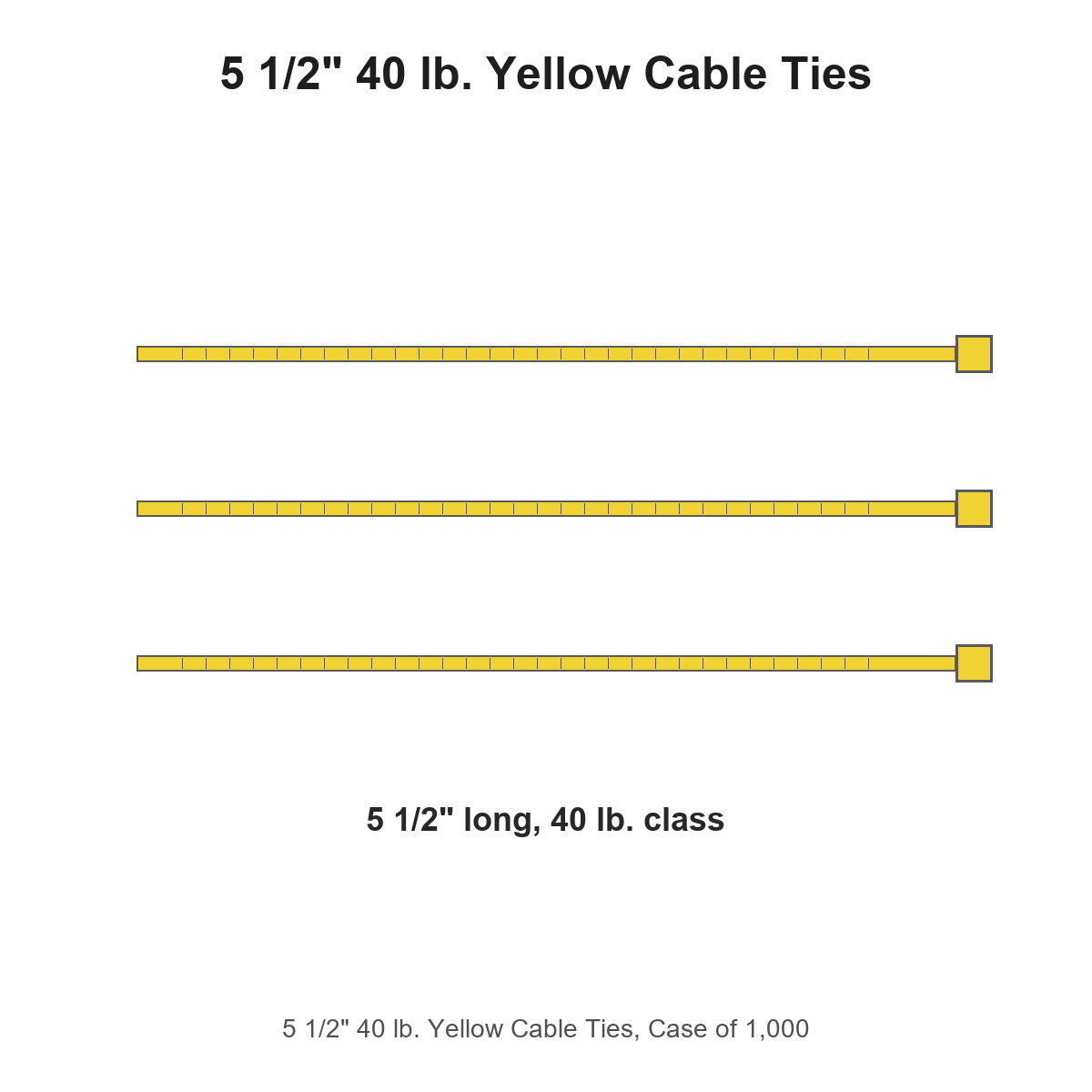 5 1/2" 40 lb. Yellow Cable Ties, Case of 1,000