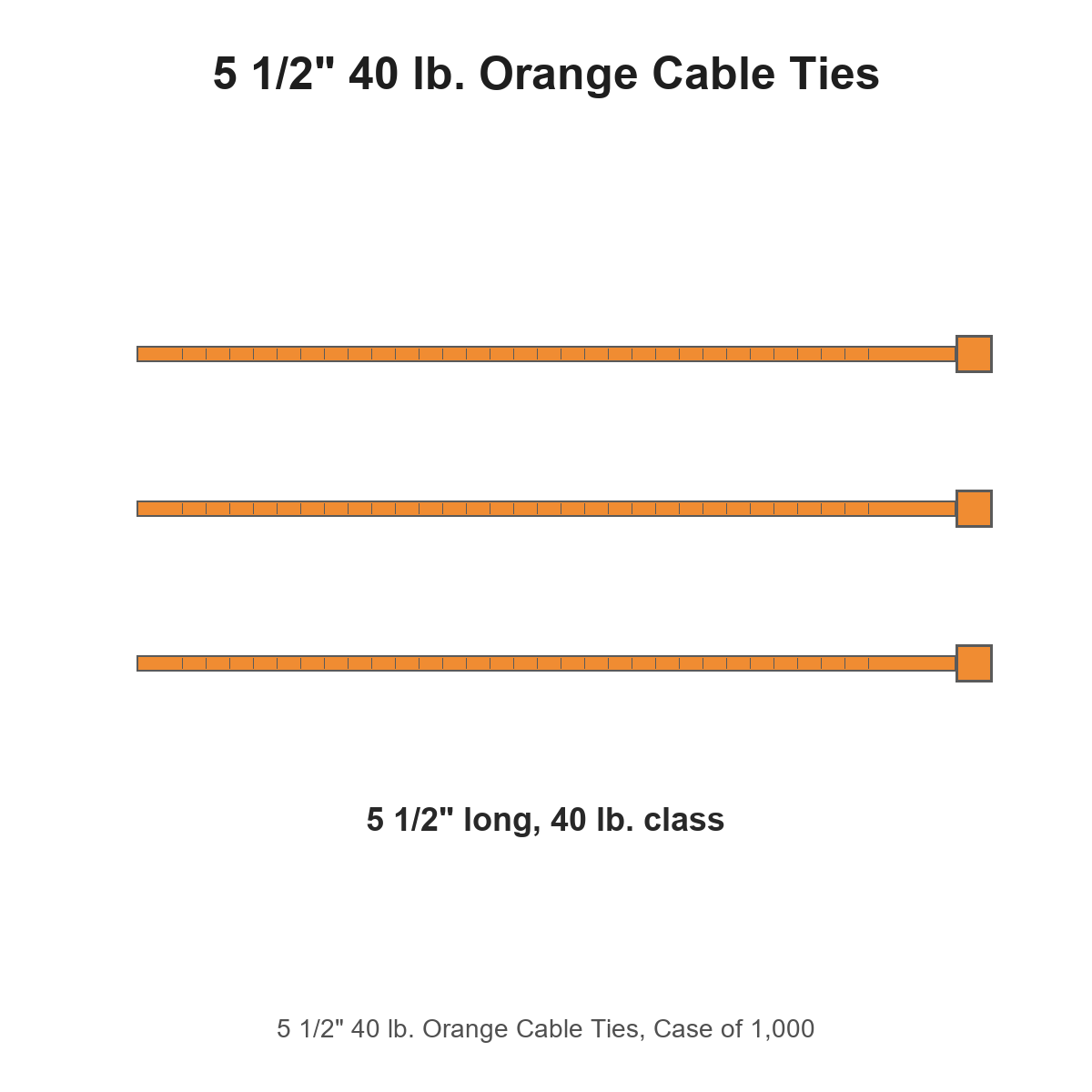 5 1/2" 40 lb. Orange Cable Ties, Case of 1,000