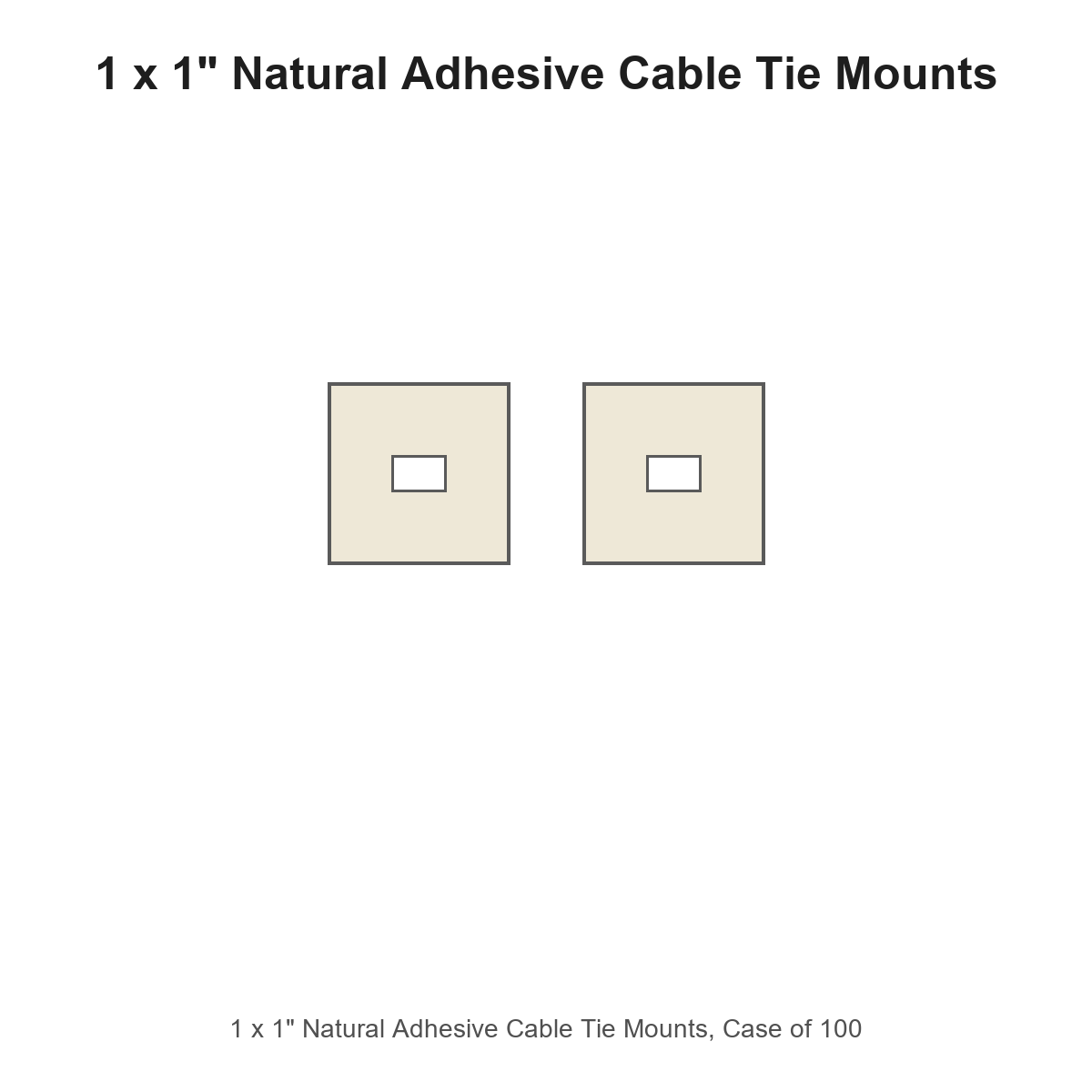 1 x 1" Natural Adhesive Cable Tie Mounts, Case of 100