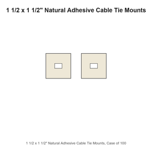 1 1/2 x 1 1/2" Natural Adhesive Cable Tie Mounts, Case of 100