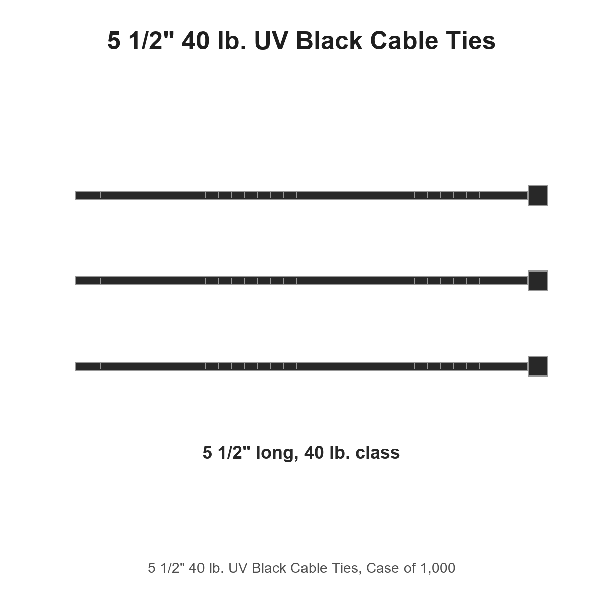 5 1/2" 40 lb. UV Black Cable Ties, Case of 1,000