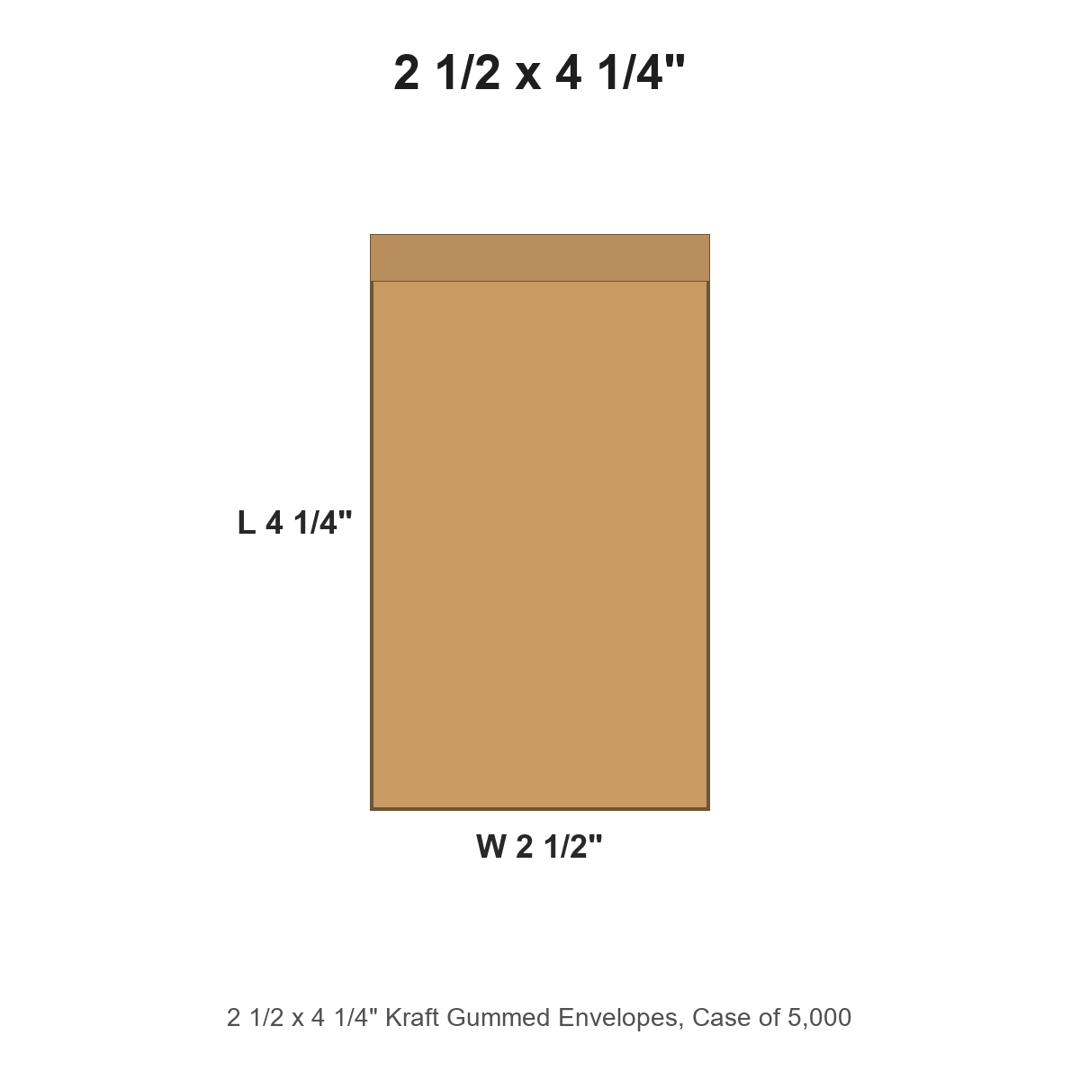 2 1/2 x 4 1/4" Kraft Gummed Envelopes