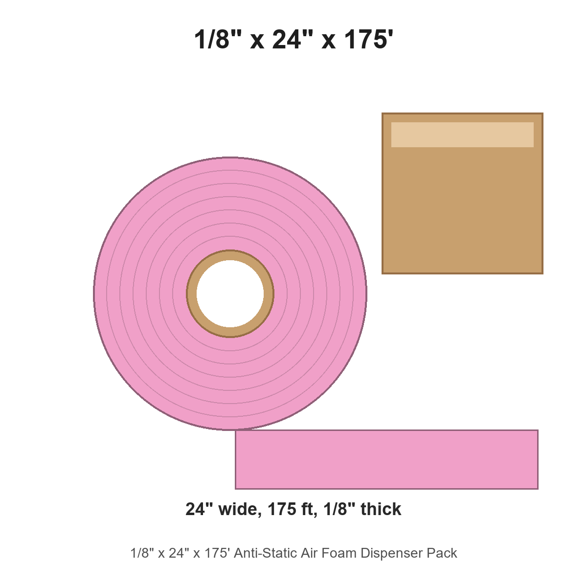 1/8" x 24" x 175' Anti-Static Air Foam Dispenser Pack