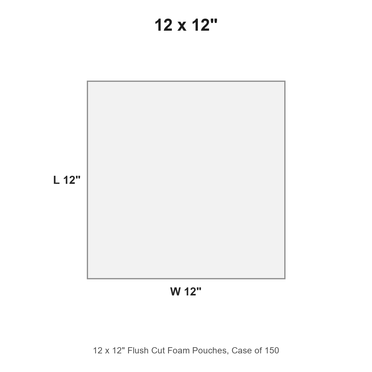 12 x 12" Flush Cut Foam Pouches, Case of 150