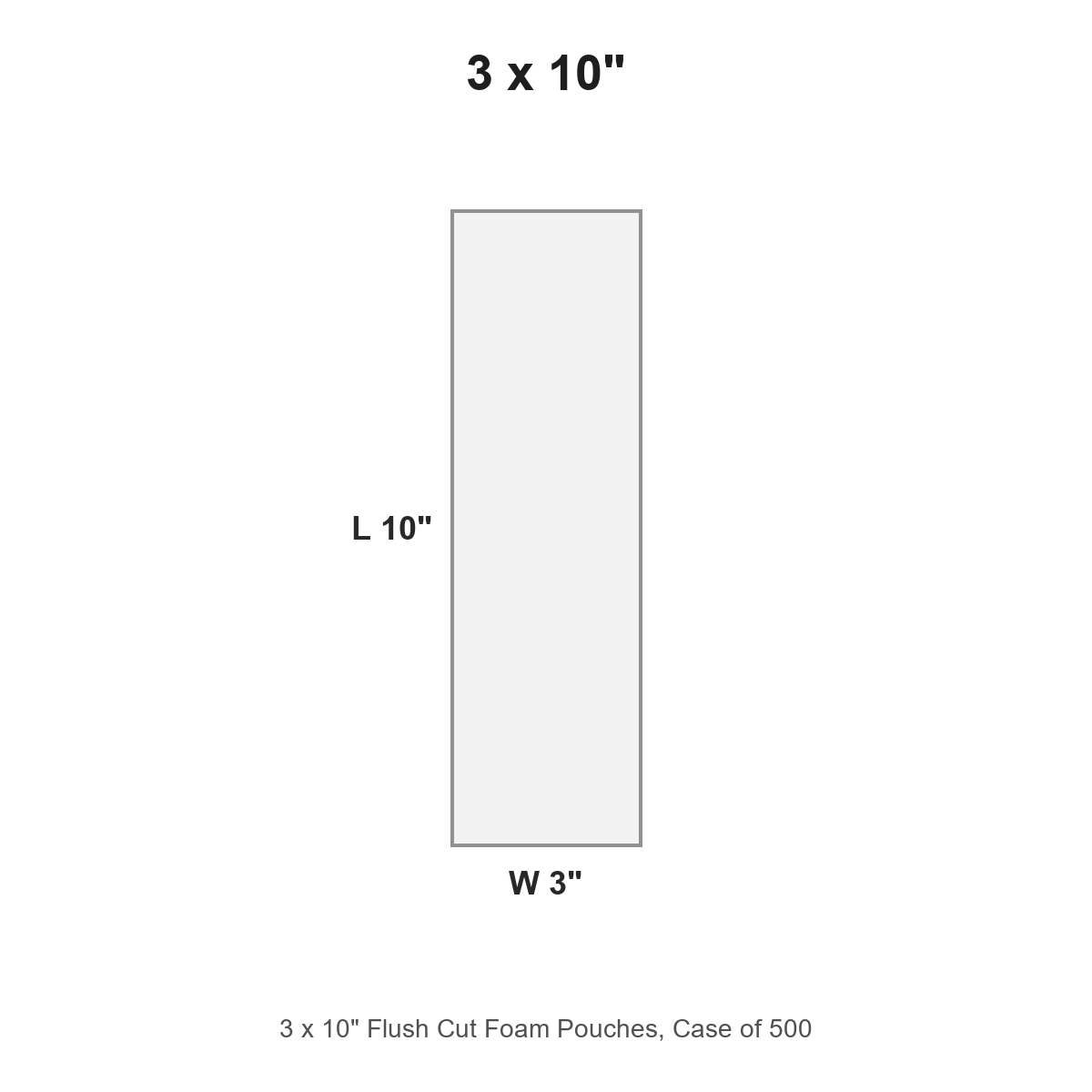 3 x 10" Flush Cut Foam Pouches, Case of 500