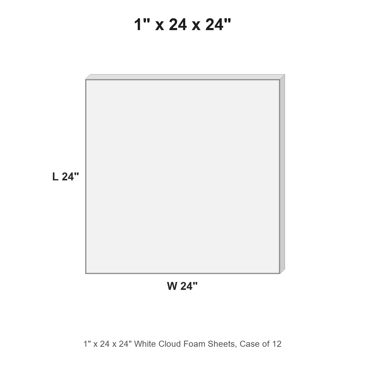 1" x 24 x 24" White Cloud Foam Sheets, Case of 12
