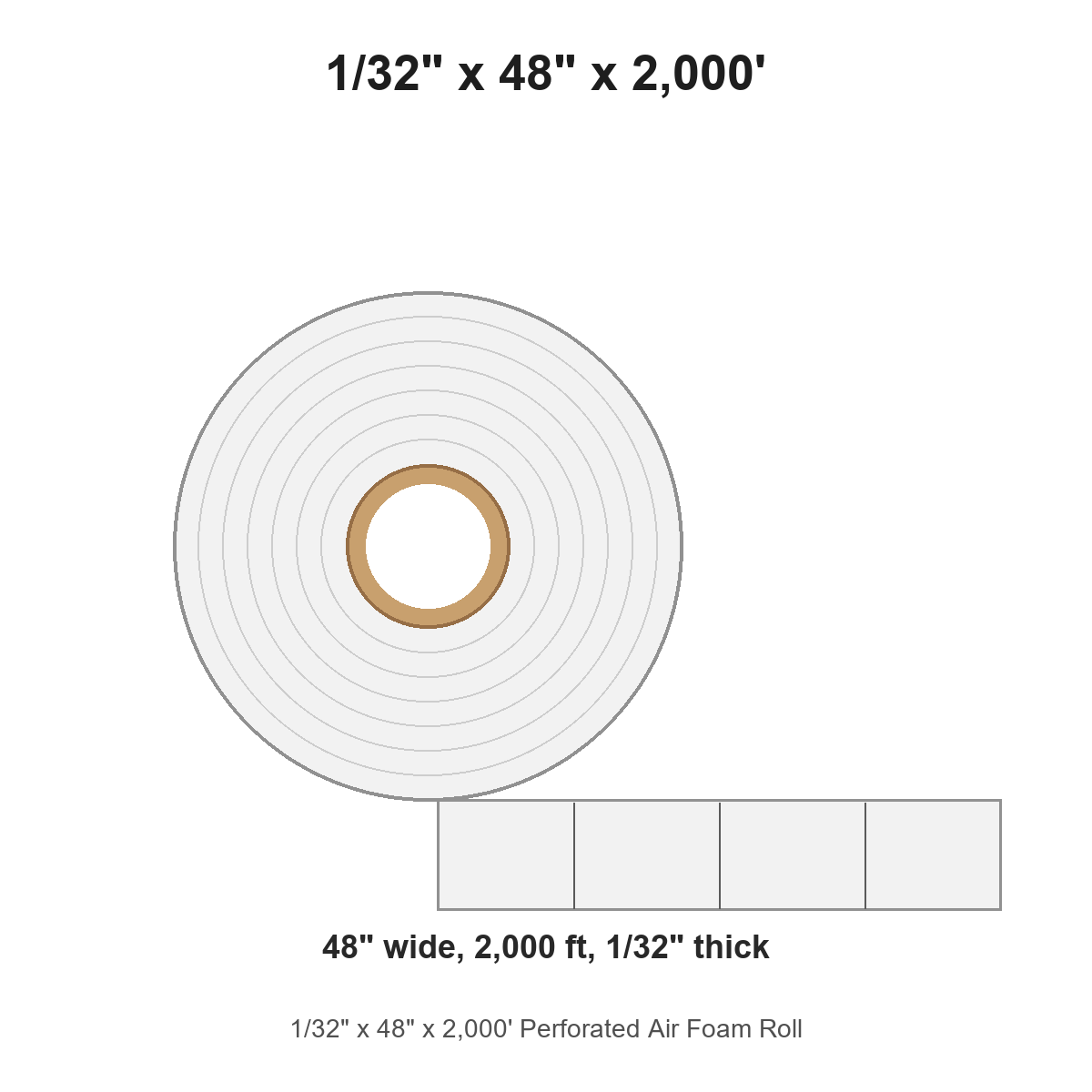 1/32" x 48" x 2,000' Perforated Air Foam Roll