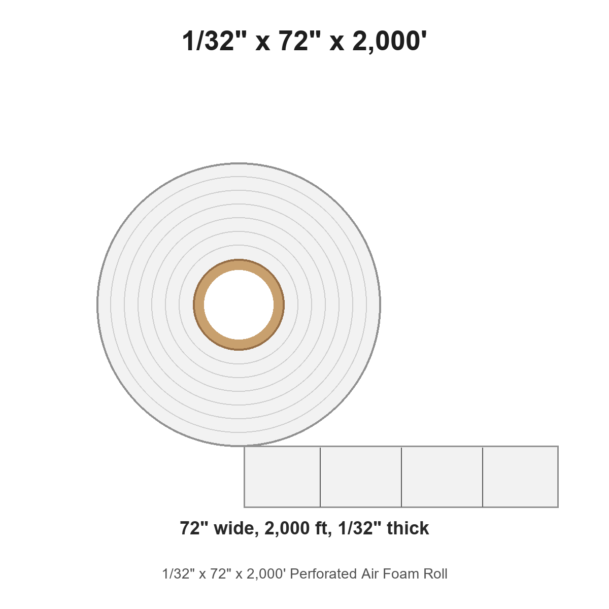 1/32" x 72" x 2,000' Perforated Air Foam Roll