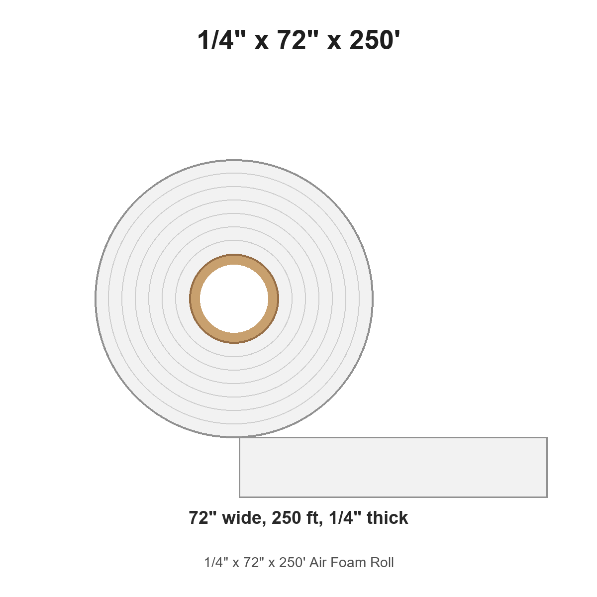 1/4" x 72" x 250' Air Foam Roll
