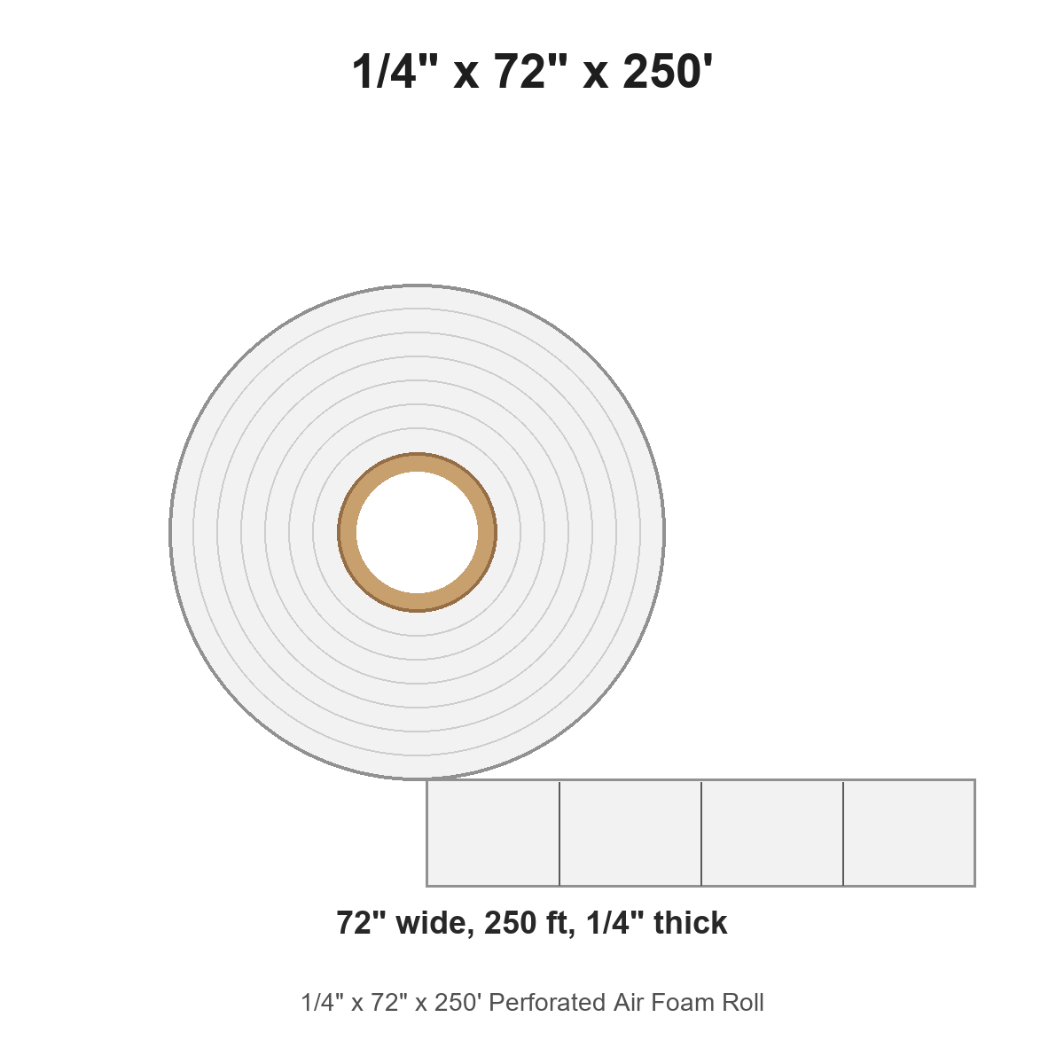 1/4" x 72" x 250' Perforated Air Foam Roll