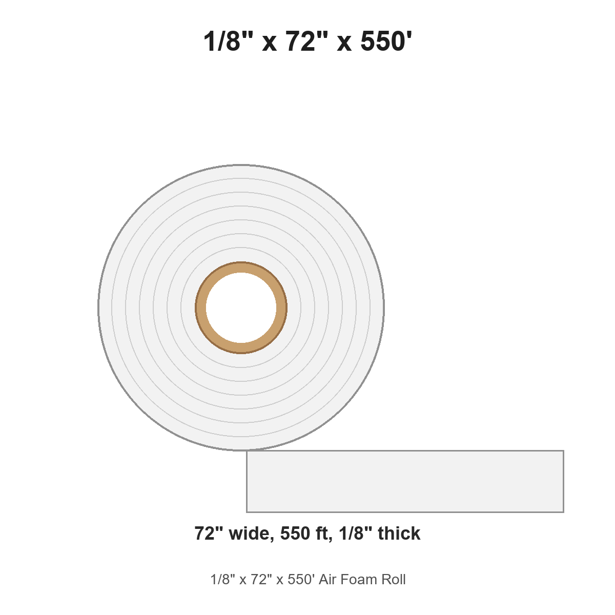 1/8" x 72" x 550' Air Foam Roll