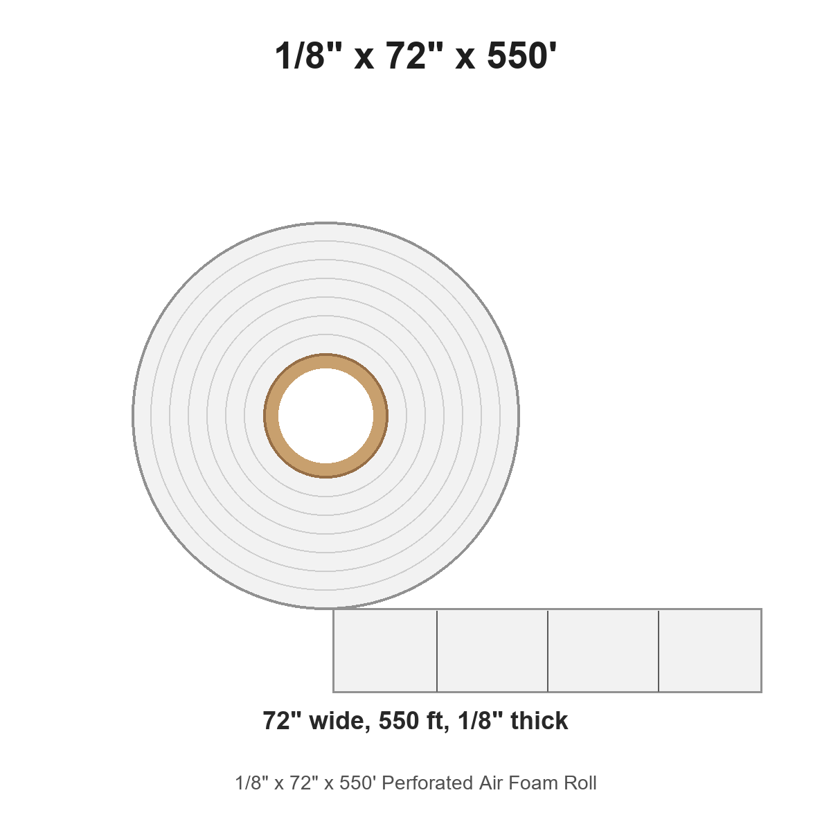 1/8" x 72" x 550' Perforated Air Foam Roll