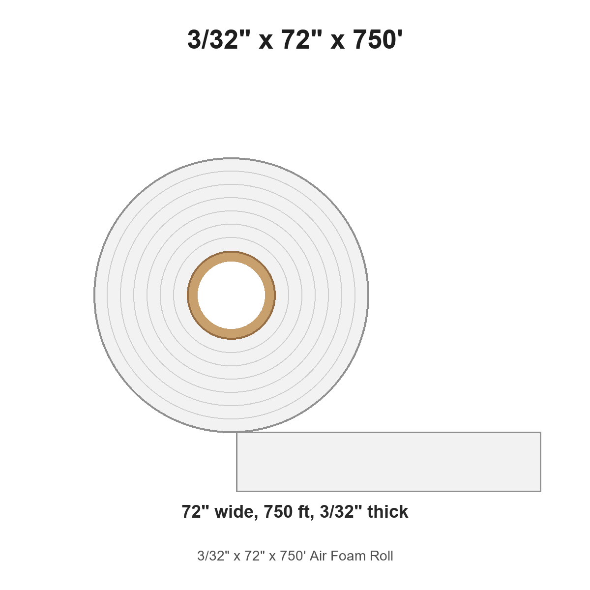3/32" x 72" x 750' Air Foam Roll