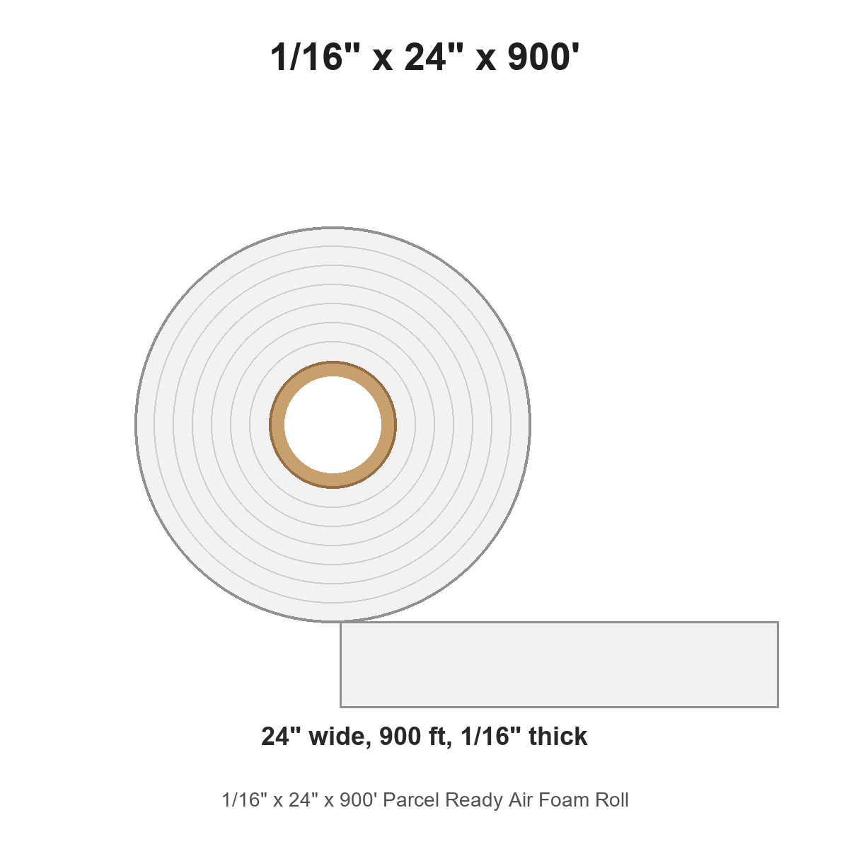 1/16" x 24" x 900' Parcel Ready Air Foam Roll
