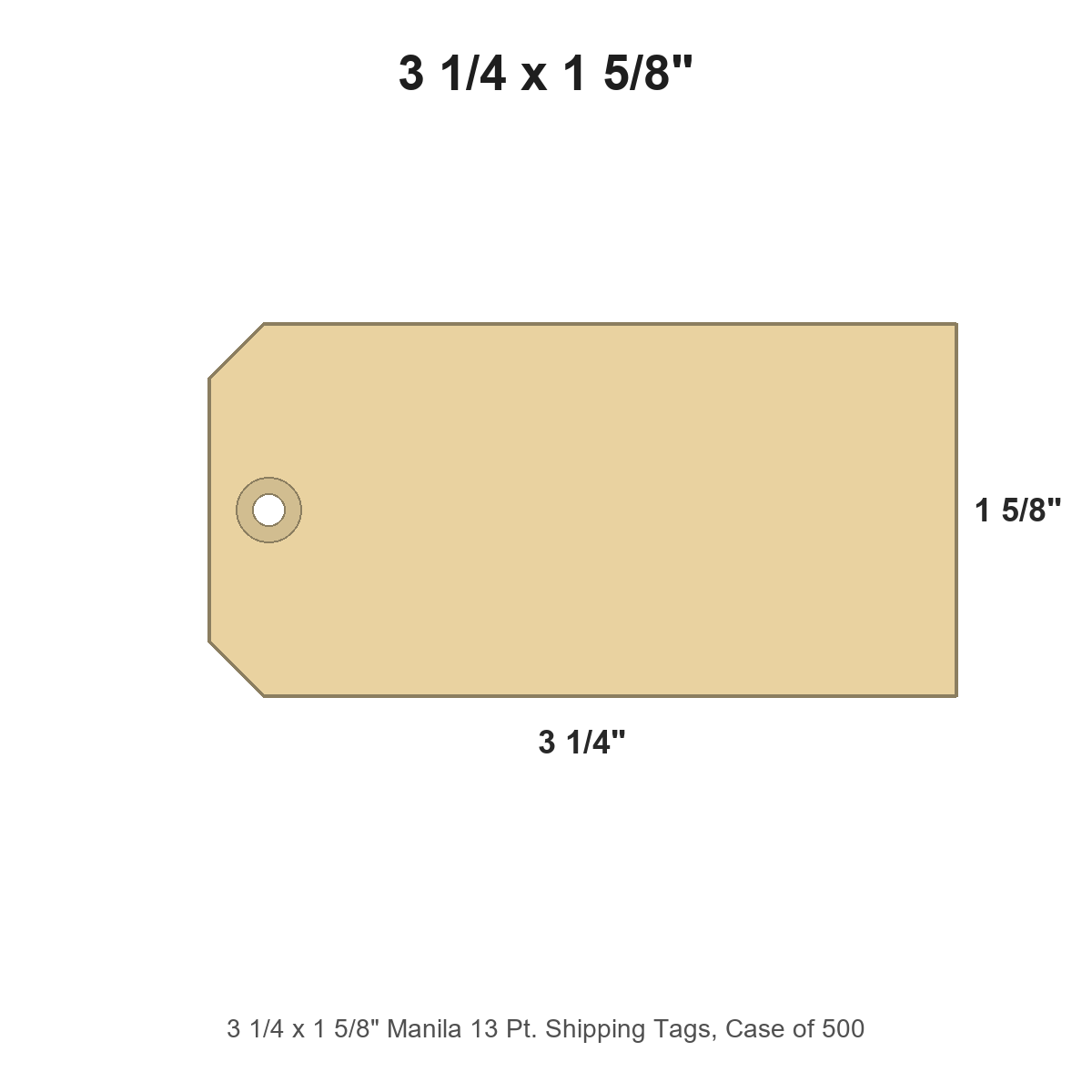 3 1/4 x 1 5/8" Manila 13 Pt. Shipping Tags, Case of 500