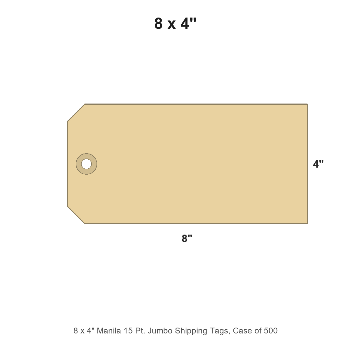 8 x 4" Manila 15 Pt. Jumbo Shipping Tags, Case of 500