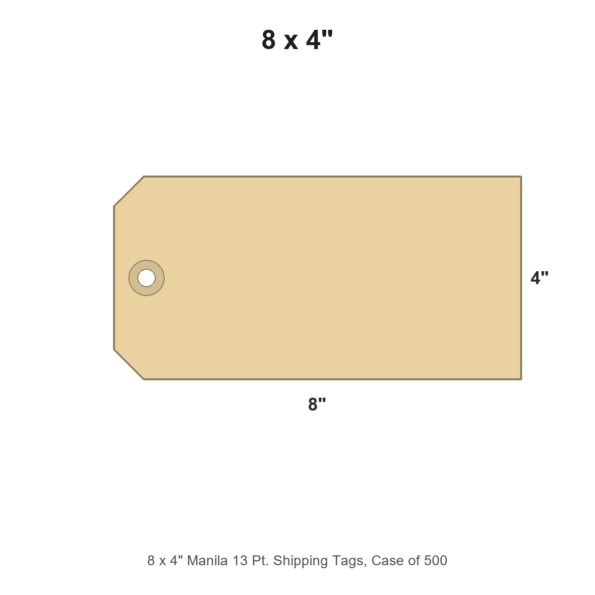 8 x 4" Manila 13 Pt. Shipping Tags, Case of 500