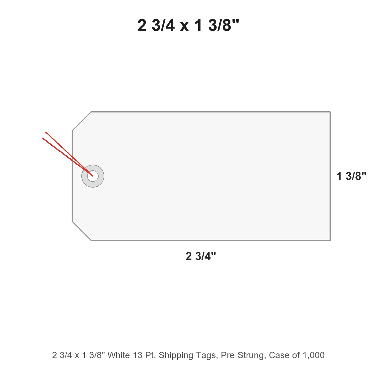 2 3/4 x 1 3/8" White 13 Pt. Shipping Tags, Pre-Strung, Case of 1,000