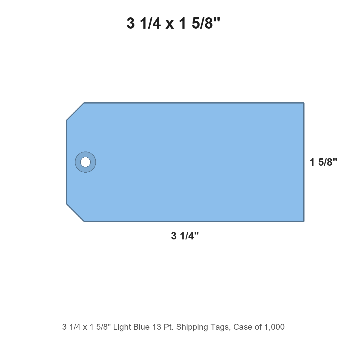 3 1/4 x 1 5/8" Light Blue 13 Pt. Shipping Tags, Case of 1,000