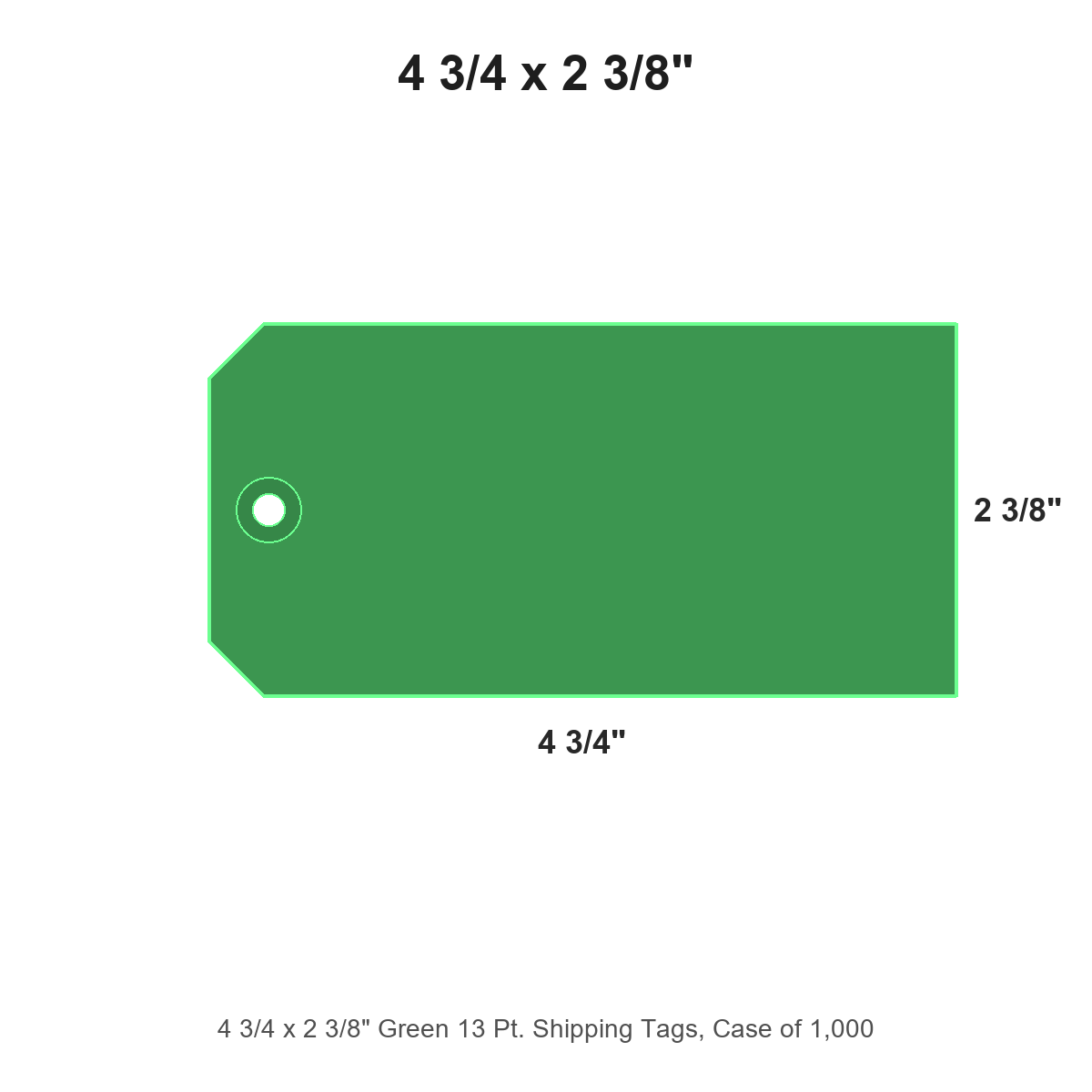4 3/4 x 2 3/8" Green 13 Pt. Shipping Tags, Case of 1,000