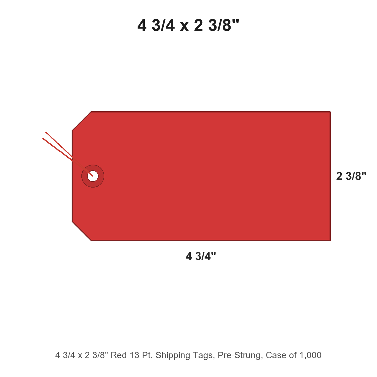 4 3/4 x 2 3/8" Red 13 Pt. Shipping Tags, Pre-Strung, Case of 1,000