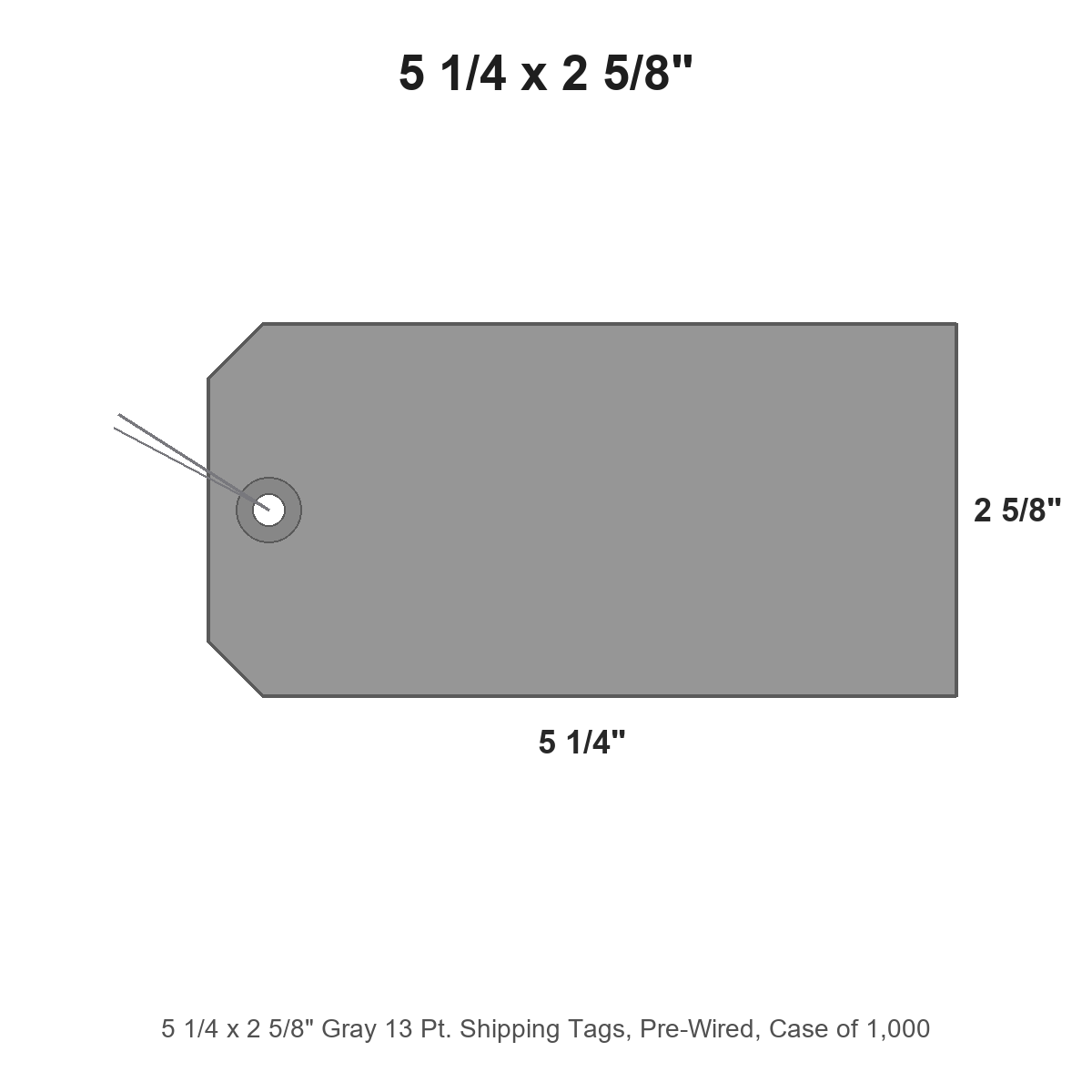 5 1/4 x 2 5/8" Gray 13 Pt. Shipping Tags, Pre-Wired, Case of 1,000
