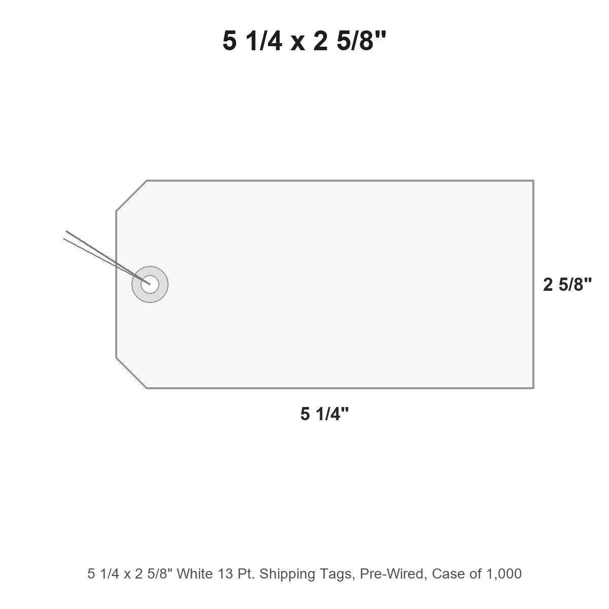 5 1/4 x 2 5/8" White 13 Pt. Shipping Tags, Pre-Wired, Case of 1,000