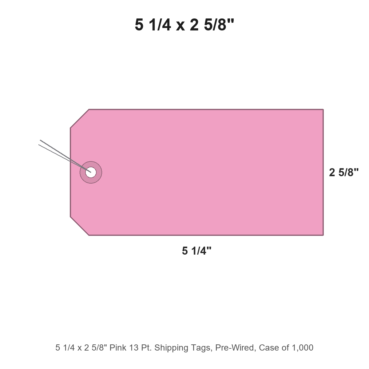 5 1/4 x 2 5/8" Pink 13 Pt. Shipping Tags, Pre-Wired, Case of 1,000