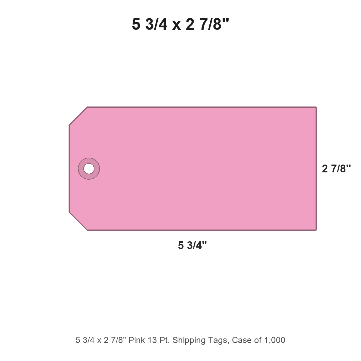5 3/4 x 2 7/8" Pink 13 Pt. Shipping Tags, Case of 1,000