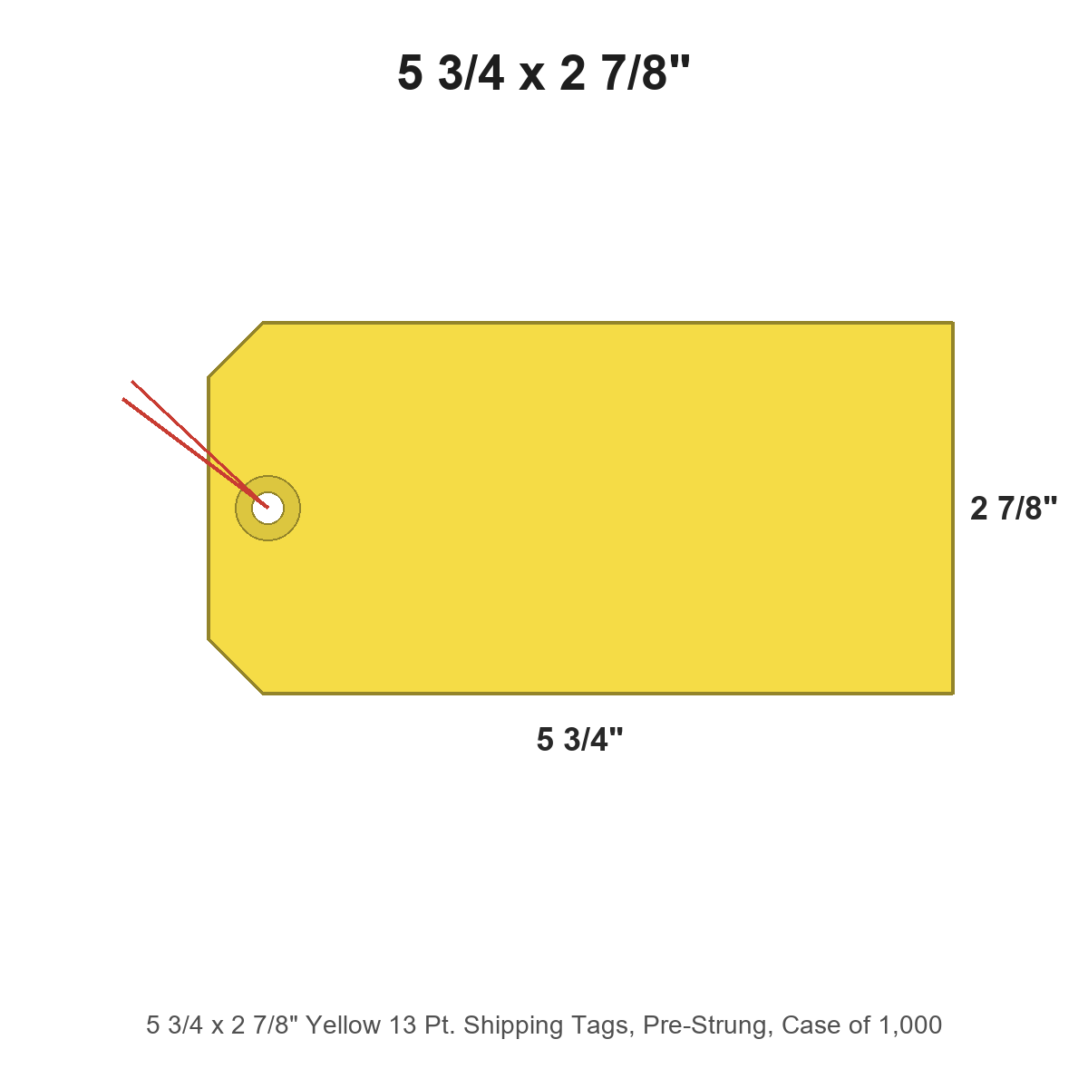 5 3/4 x 2 7/8" Yellow 13 Pt. Shipping Tags, Pre-Strung, Case of 1,000
