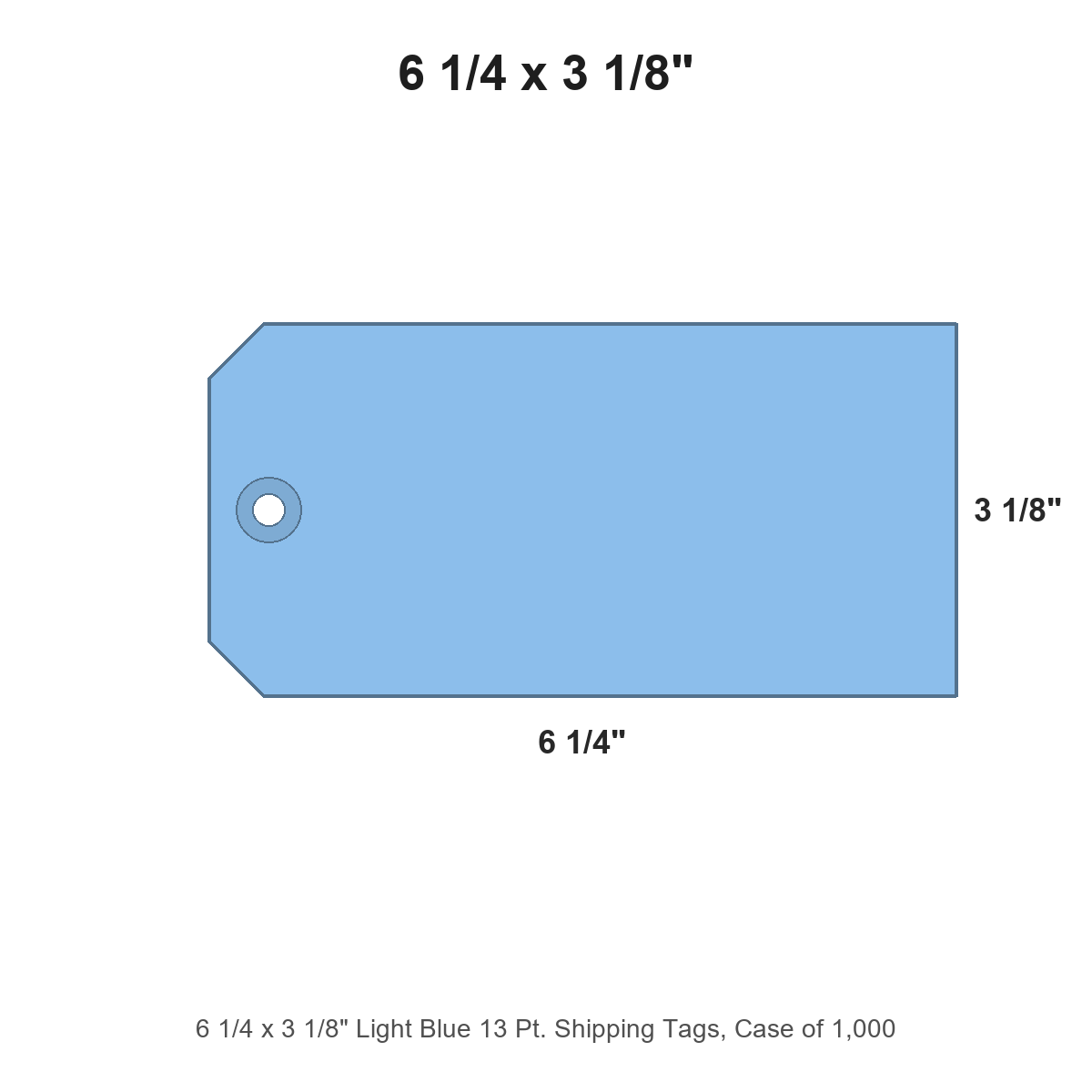 6 1/4 x 3 1/8" Light Blue 13 Pt. Shipping Tags, Case of 1,000