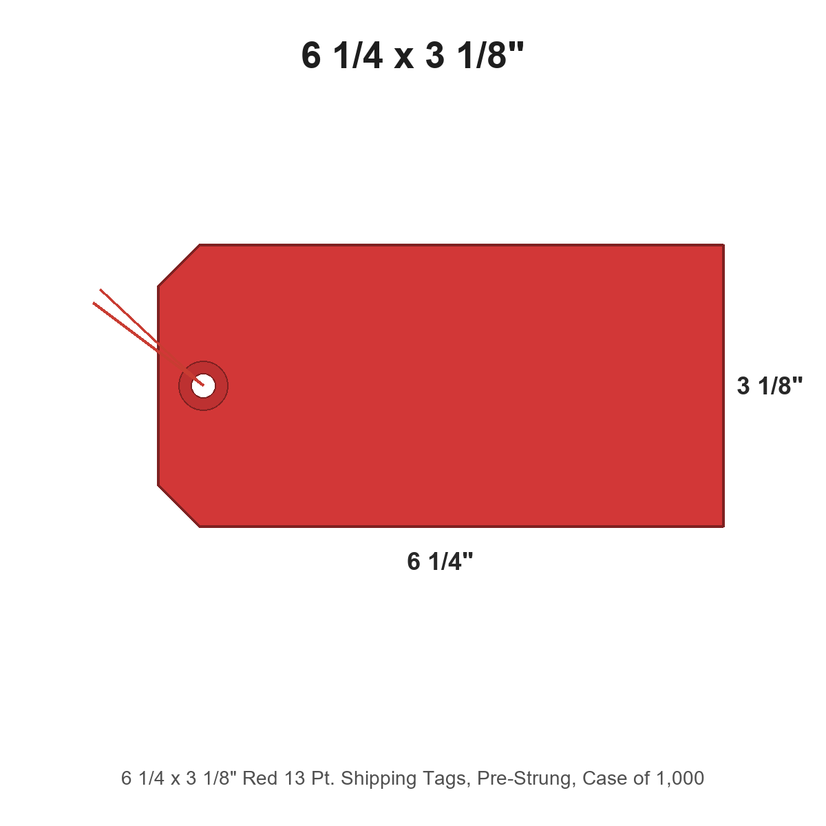 6 1/4 x 3 1/8" Red 13 Pt. Shipping Tags, Pre-Strung, Case of 1,000