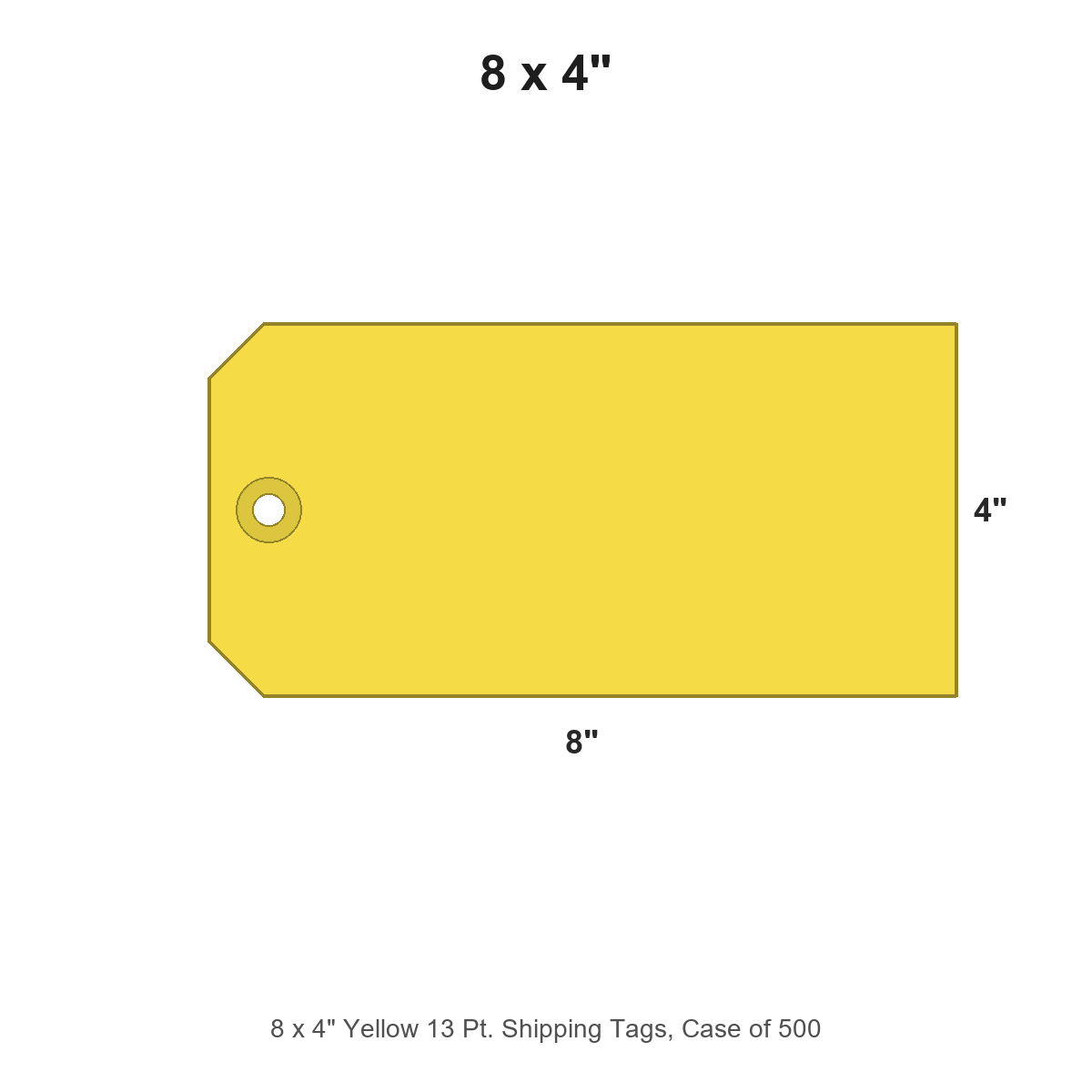 8 x 4" Yellow 13 Pt. Shipping Tags, Case of 500