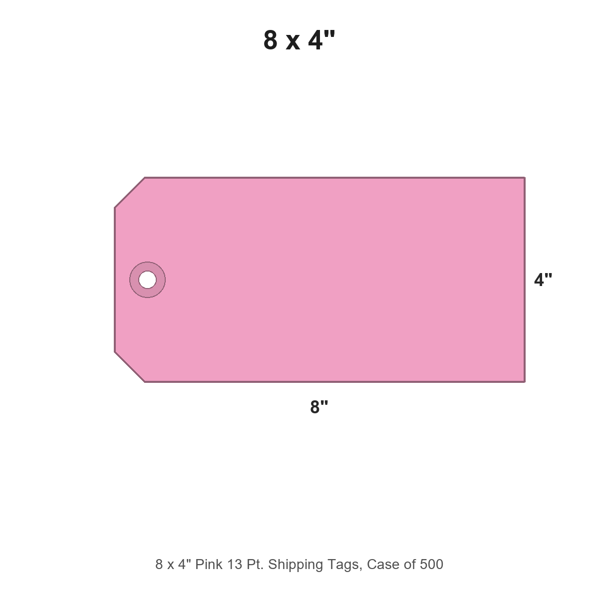 8 x 4" Pink 13 Pt. Shipping Tags, Case of 500