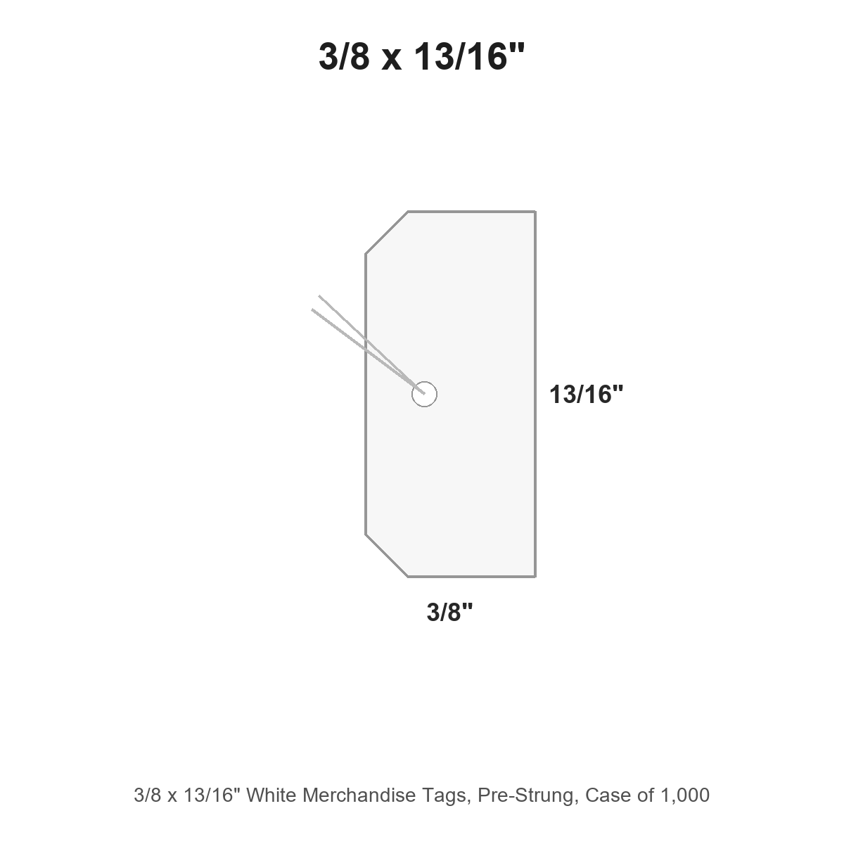 3/8 x 13/16" White Merchandise Tags, Pre-Strung, Case of 1,000