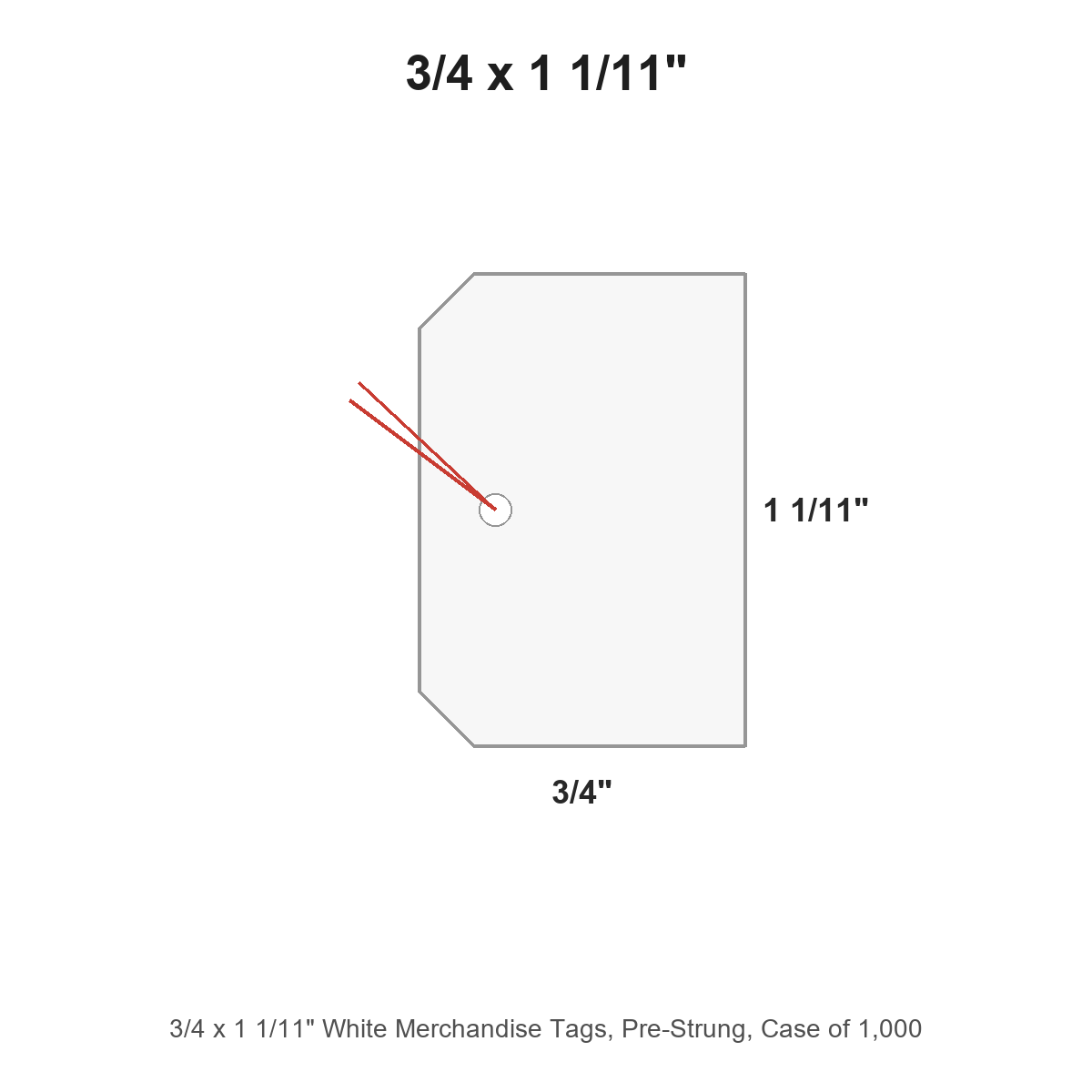 3/4 x 1 1/11" White Merchandise Tags, Pre-Strung, Case of 1,000