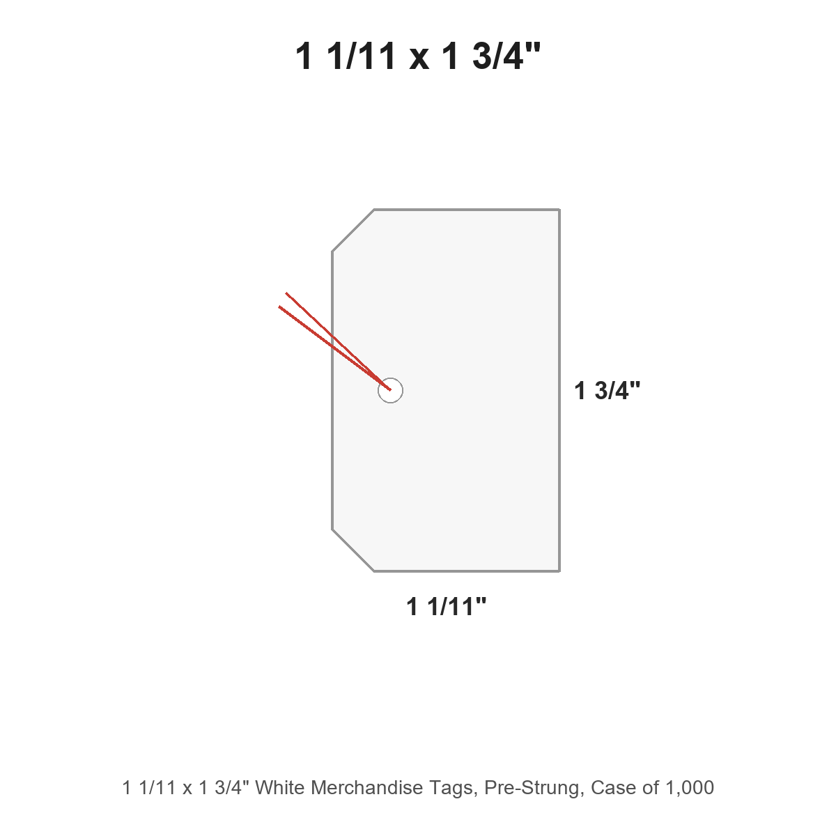 1 1/11 x 1 3/4" White Merchandise Tags, Pre-Strung, Case of 1,000