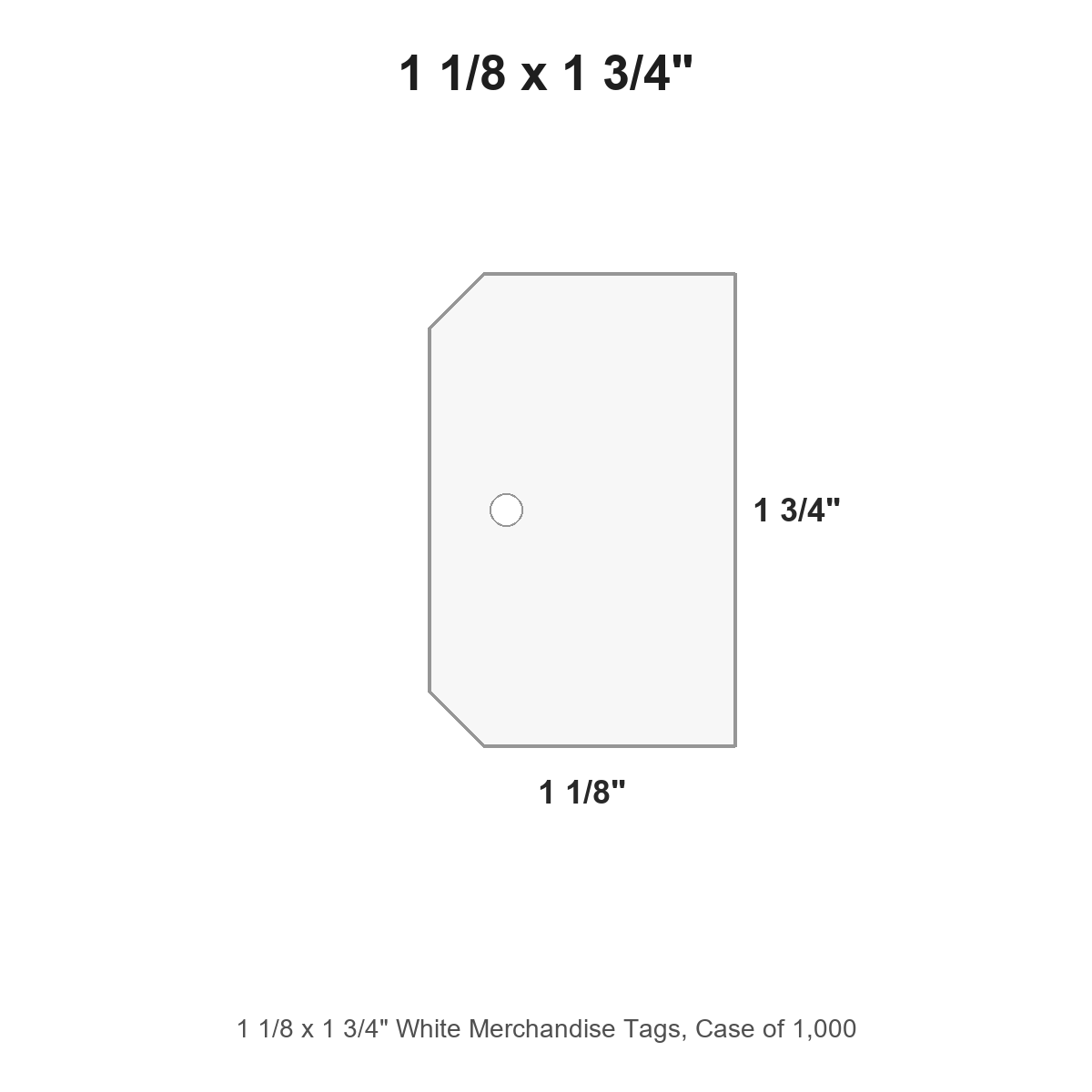 1 1/8 x 1 3/4" White Merchandise Tags, Case of 1,000