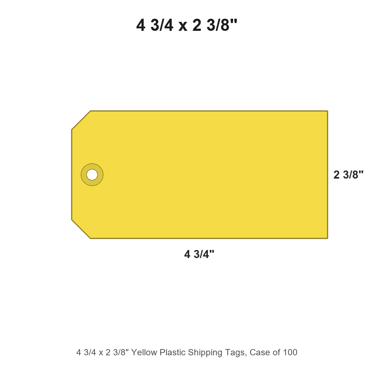 4 3/4 x 2 3/8" Yellow Plastic Shipping Tags, Case of 100