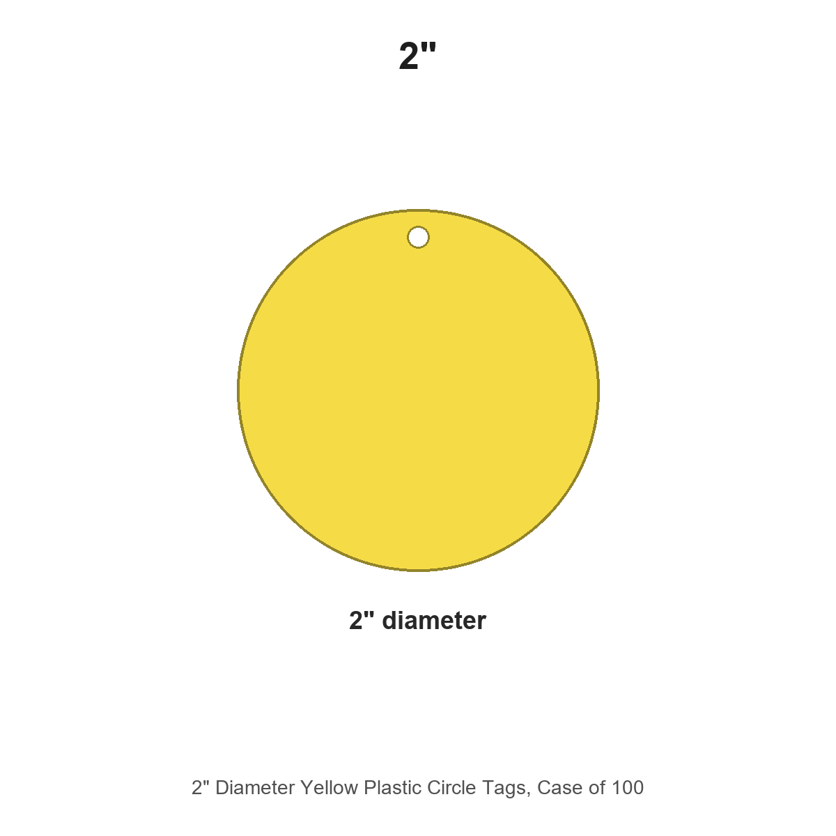 2" Diameter Yellow Plastic Circle Tags, Case of 100