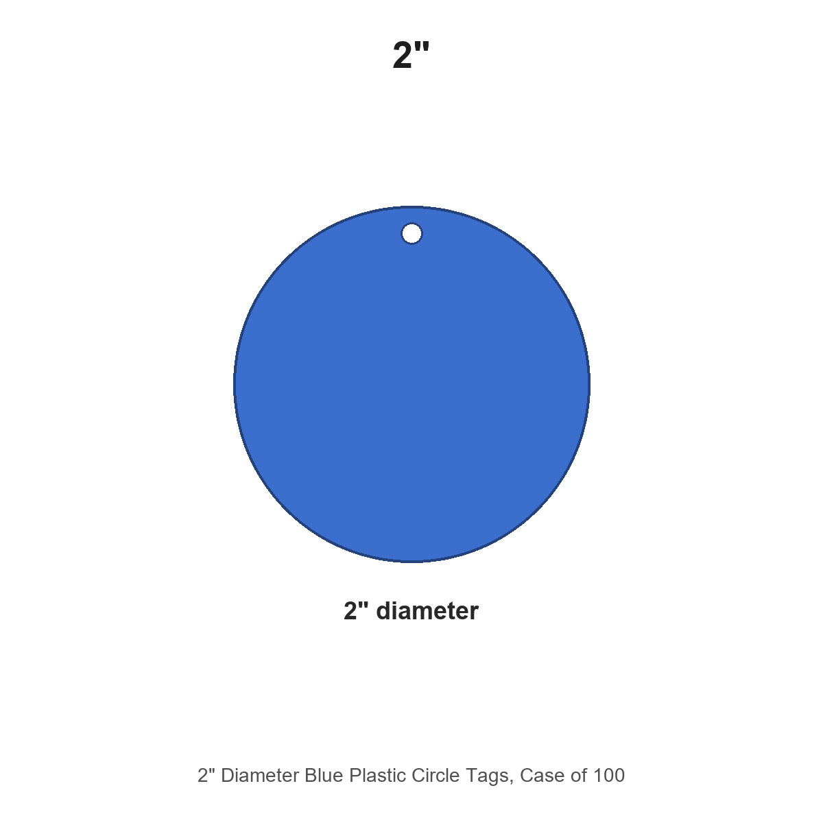 2" Diameter Blue Plastic Circle Tags, Case of 100