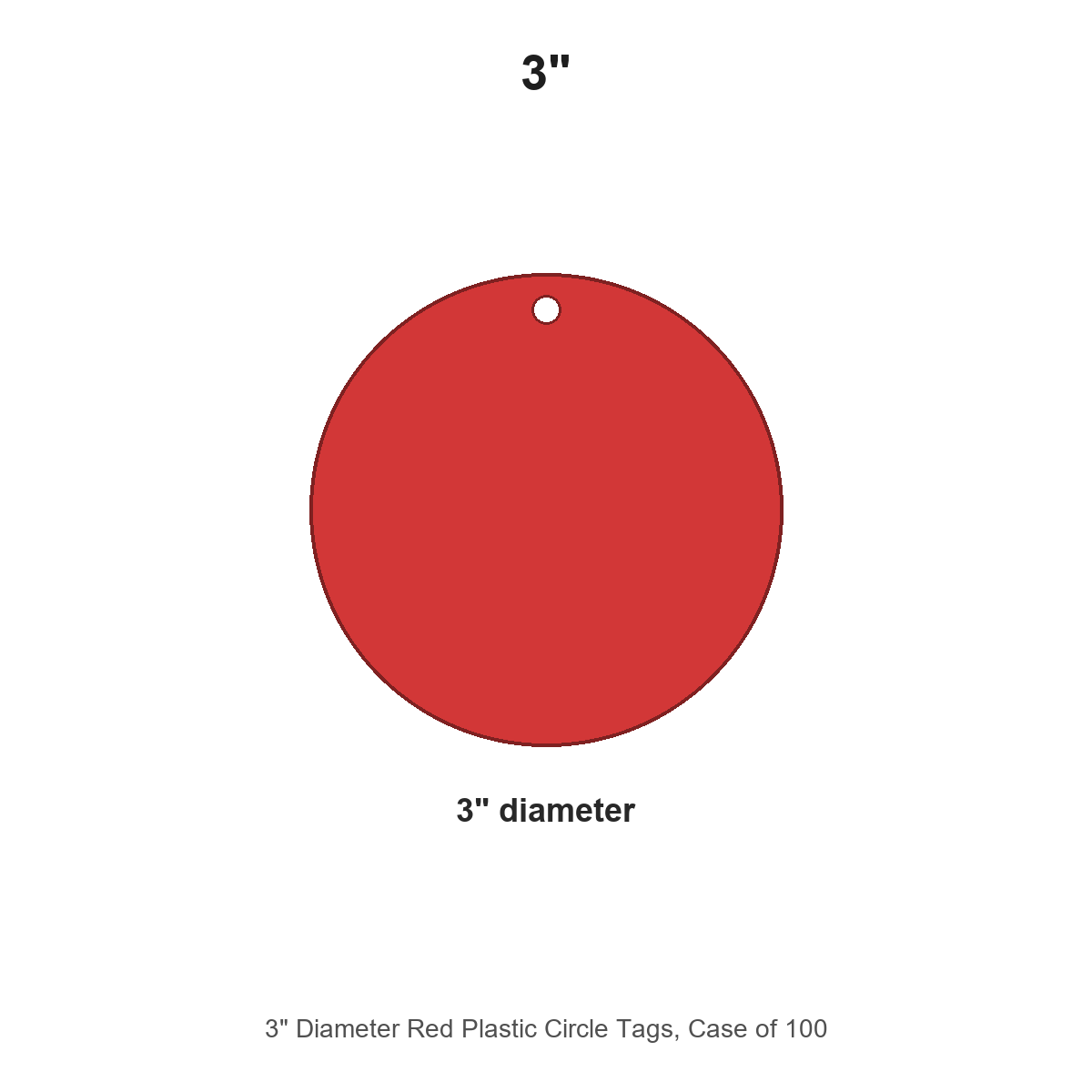 3" Diameter Red Plastic Circle Tags, Case of 100