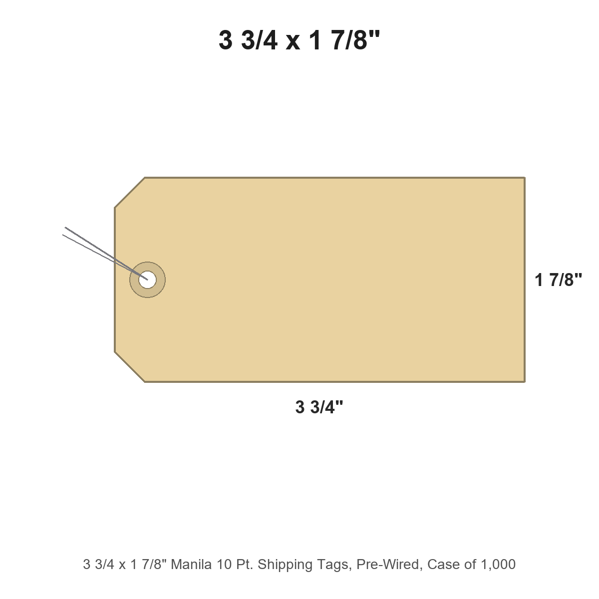 3 3/4 x 1 7/8" Manila 10 Pt. Shipping Tags, Pre-Wired, Case of 1,000
