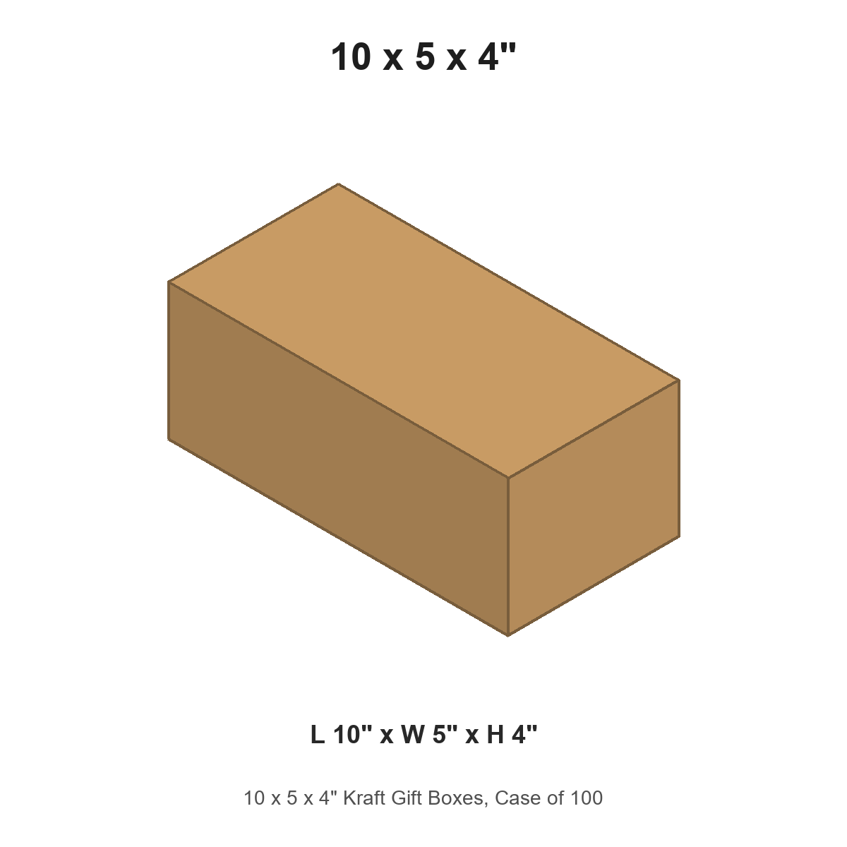 10 x 5 x 4" Kraft Gift Boxes, Case of 100